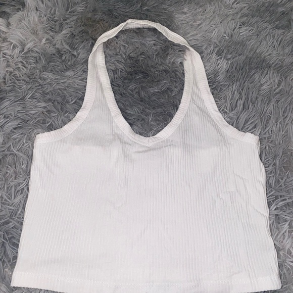 White Ribbed Crop Top - Picture 2 of 3